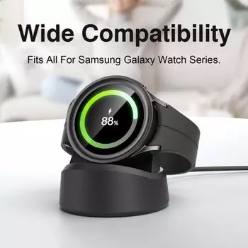 Вертикальная магнитная подставка для зарядного устройства для быстрой зарядки, многофункциональная зарядная станция для Galaxy Watch 6 Pro/5/4/4 Classic/3 чёрный