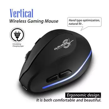 Вертикальная мышь F-35 Эргономичная перезаряжаемая портативная игровая мышь с разрешением 2400 точек на дюйм чёрный