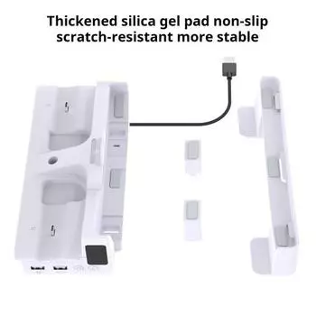 Вертикальная охлаждающая подставка для игровой консоли со световым индикатором, нескользящая конструкция, многофункциональная зарядная подставка с охлаждающим вентилятором для PS5 Slim белый