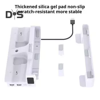Вертикальная охлаждающая подставка для игровой консоли со световым индикатором, нескользящая конструкция, многофункциональная зарядная подставка с охлаждающим вентилятором для PS5 Slim белый