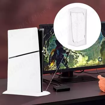 Вертикальная подставка для консоли PS5 Slim Disc со встроенными вентиляционными отверстиями, нескользящий держатель для охлаждающего кронштейна для PlayStation 5 Slim Disc чёрный