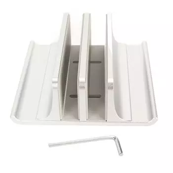 Вертикальная подставка для ноутбука с 2 слотами, из анодированного алюминиевого сплава, регулируемая, экономящая место подставка для ноутбука серебряный