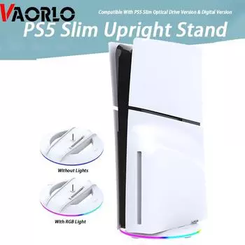 Вертикальная подставка для тонкой консоли PS5 Для тонкого оптического привода PS5/базовая подставка для цифровой версии с атмосферной RGB подсветкой Аксессуары для PS5 Slim