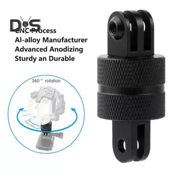 Вертикальная подставка-удлинитель, алюминиевое крепление для камеры с вращением на 360 градусов, вертикальный металлический поворотный адаптер штатива для Gopro Hero12/11 чёрный