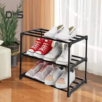 Вертикальная полка для обуви. Компактный органайзер. Нержавеющая, прочная, выдерживающая нагрузку, штабелируемая полка для обуви. Легкая подставка для обуви. 3-Layers
