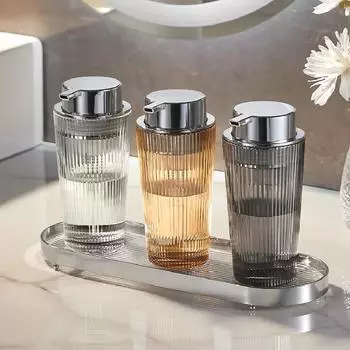 Вертикальная прозрачная стеклянная бутылка для эмульсии Bubbler Press Bottle Bathroom Shampoo Shower gel Empty Bottle Bathroom Supplies