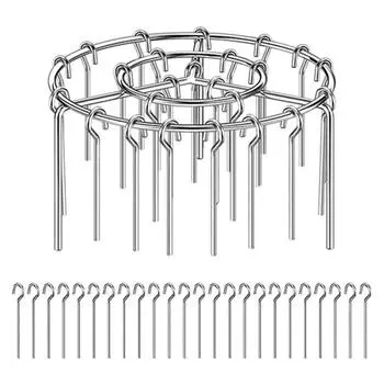 Вертикальная решетка для гриля из нержавеющей стали для фритюрницы, съемная решетка для гриля, вертикальный держатель для шампуров, 24 иглы для выпечки мяса и овощей 24pcs Baking
