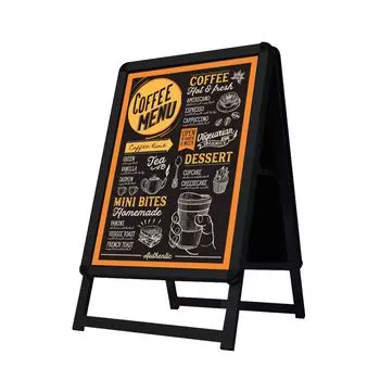 Вертикальная стойка A2 Алюминиевая панель для хранения Подходит для использования в помещении и открывается на всех ручках Водонепроницаемый черный на обоих Pure&Haus Знак, Знак, Знак, Размер, A-Type