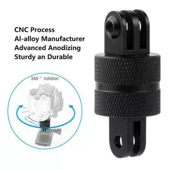 Вертикальная стойка удлинитель алюминиевый вращающийся на 360 градусов крепление для камеры вертикальный металлический поворотный штатив адаптер для Gopro Hero12/11 чёрный
