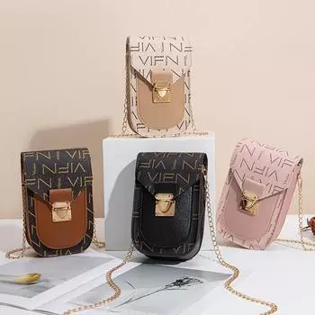 Вертикальная сумка для мобильного телефона с буквенным принтом, новая модная тенденция, женские сумки, сумка-мессенджер с замком и цепочкой
