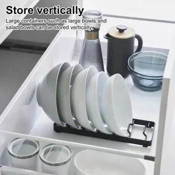 Вертикальная сушилка для посуды, металлическая сушилка, большая вместимость, прочная несущая кухонная столешница для посуды чёрный