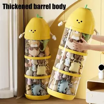 Вертикальная трубка для хранения игрушек, трубка для организации мягких игрушек, прозрачное ведро для хранения плюшевых кукол, контейнер для игрушек для домашних животных Single Layer
