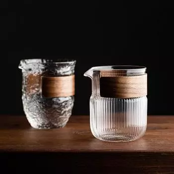 Вертикальная зернистая чашка из боросиликатного стекла с высоким содержанием фтора, изолированная заварочная емкость для чая, аксессуары для бытовых чайных церемоний Vertical pattern(300ml)