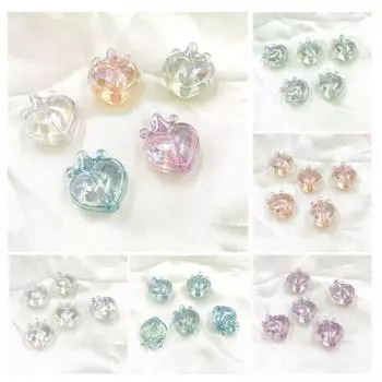 Вертикальное отверстие 5 шт. УФ-покрытие ослепляет прозрачный браслет «сделай сам», ожерелье, ювелирные аксессуары, Корона, персиковое сердце, свободные бусины, материалы ручной работы шампанского