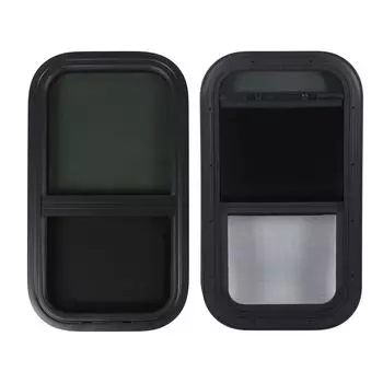 Вертикальное раздвижное окно 12,2x22,36 дюйма с закругленными углами, устойчивое к ультрафиолетовому излучению, водонепроницаемое закаленное стекло, окно для автофургона, высокая прочность для прицепа чёрный