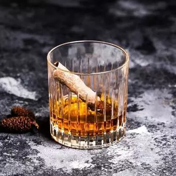 Вертикальные полосатые старомодные стаканы для виски, кофейные стаканы для питья бурбона, шотландского коктейля, ирландского виски (Набор из 2)