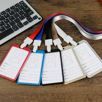 Вертикальный держатель для бейджа из алюминиевого сплава с рабочим именем и шнурком G