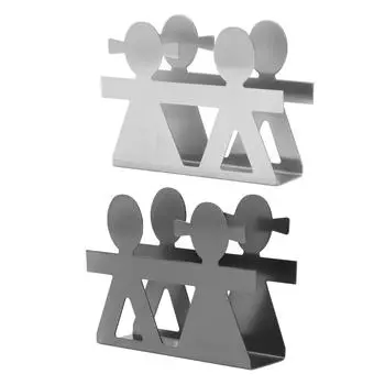 Вертикальный держатель для салфеток «Мальчик и девочка» с ажурным узором из кованого железа, вертикальный держатель для салфеток на столе Silver