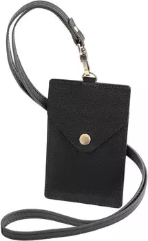 Вертикальный держатель удостоверения личности, натуральная кожа, итальянский кожаный ремешок на шею, чехол для пропуска, чехол для удостоверения личности, держатель имени, карта с микросхемой, проездной на общественный транспорт, карта сотрудника, черный