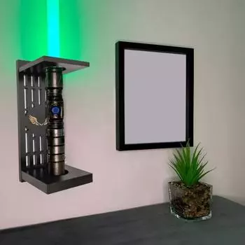 Вертикальный настенный кронштейн для светового меча Yousheng, стойка для хранения с рисунком, простая установка, универсальная деревянная подставка для светового меча чёрный