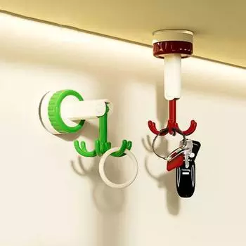 Вертикальный откидной крючок для хранения с присоской без проколов, настенный крючок для ключей, под шкафом красный