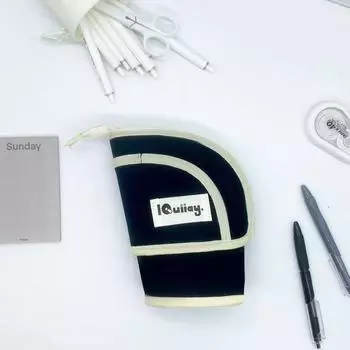 Вертикальный плюшевый пенал для канцелярии, хранение украшений, большой пенал для ручек, пенал чёрный