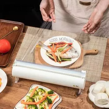 Вертикальный резак для пищевой пленки, бытовой разделитель из оловянной фольги, кухонный ящик для хранения с присоской, диспенсер для пищевой пленки, сохраняющий свежесть консервированной пленки, резак cutter only белый