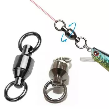 Вертлюги Duty Barrel Swivels Rolling Stainless Steel Solid Ring Fishing Connector Turn Ring Ball Bearing 2