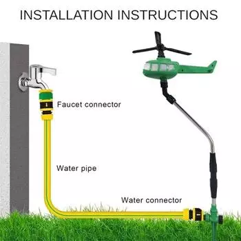 Вертолетный разбрызгиватель воды, вращающийся на 360 градусов, с шипами, вращающийся разбрызгиватель для ландшафтного дизайна