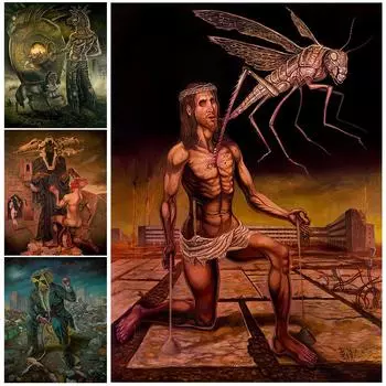 Верующие и демоны Ретро настенная живопись маслом Демон войны абстрактный ретро постер 21cm30cm NoFrame