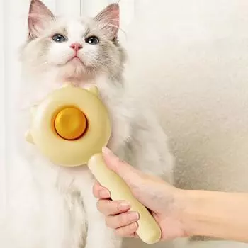 Вещи для кошек Шерсть Кошки Гребень Аксессуары для домашних животных Домашние животные Собаки Паровая щетка Волшебная массажная расческа Уход за шерстью Чистка Уход за собаками Товары для дома Pet Grooming Supplie жёлтый