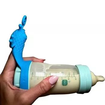 Веселая бутылочка интерактивная силиконовая игрушка интерактивная пальчиковая кукла для новорожденных помощь в кормлении и развитии младенцев фиолетовый