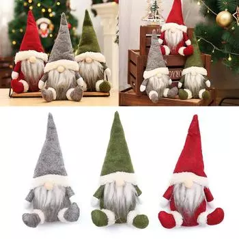 Веселая и праздничная безликая плюшевая кукла Санта-Клауса, рождественское украшение