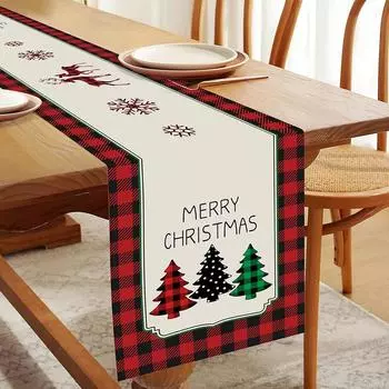 Веселая Рождественская дорожка для стола, милый олень, снежинки для кухонного стола, рождественская елка, зимняя столовая, домашнее украшение для вечеринки 150x33cm