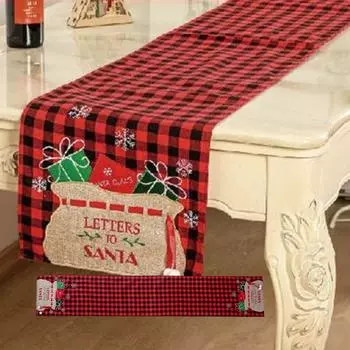 Веселая Рождественская дорожка для стола Рождественские украшения для дома 2024 Рождественские подарки Рождественский чехол для стола Navidad Natal Новый год 2025 180x34cm
