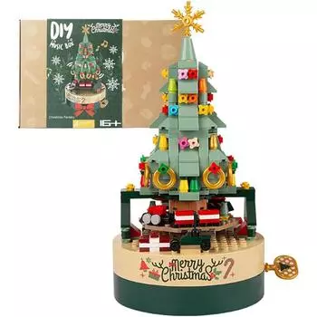 Веселая Рождественская елка, строительные блоки, кирпичи, креативные музыкальные шкатулки, украшения для детей, рождественские подарки Санта-Клауса