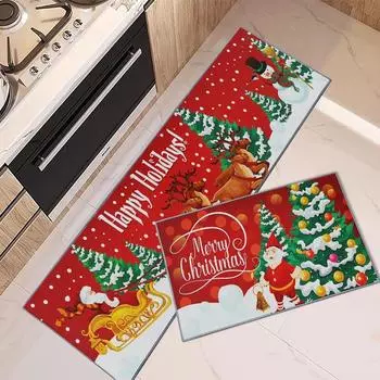 Веселая рождественская сосна снеговик кухонный камин коврик гостиная прихожая нескользящий ковер спальня прикроватный ковер домашний декор 40x60cm 16x24inch