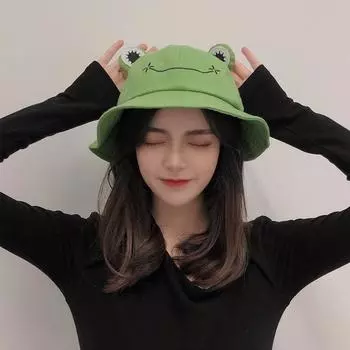 Веселая шляпа рыбака-лягушки для детей, весна-лето, веселая мультяшная вышивка, солнцезащитный крем, шляпа от солнца, студенты ведут себя мило M56-58cm жёлтый