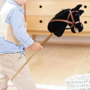 Веселая скачущая деревянная игрушка-лошадь для детей 3+ black without roller