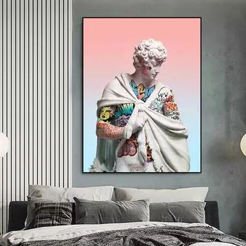 Веселая скульптура Дэвида, искусство, холст, живопись, абстрактные граффити, постеры и принты, настенные художественные картины для гостиной, домашний декор 21x30cm No Framed