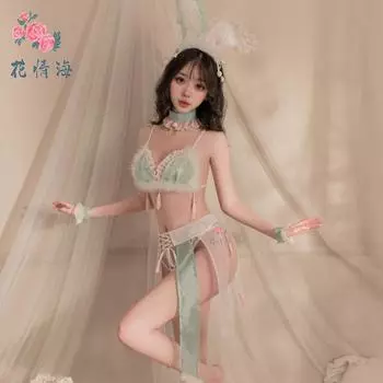 Веселое нижнее белье старинный ханьфу Лунный заяц Гочао искушение плюшевый мягкий милый волосы оптом One size