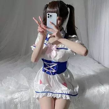 Веселое японское аниме двумерное платье для косплея, плиссированная юбка, костюм для флирта в паре average size