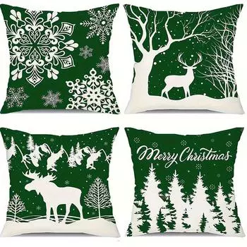 Веселое рождественское и новогоднее украшение Наволочка Зимняя снежинка Олень Подушка Чехол Диван Подушки Комплект для украшения дома 40x40cm