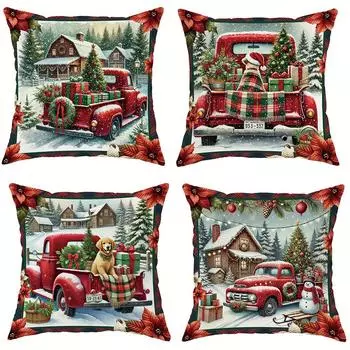 Веселое рождественское украшение наволочка для подушки рождественская машина и подарок узор гостиная диван подушка чехол для комнаты украшение дома 40x40cm