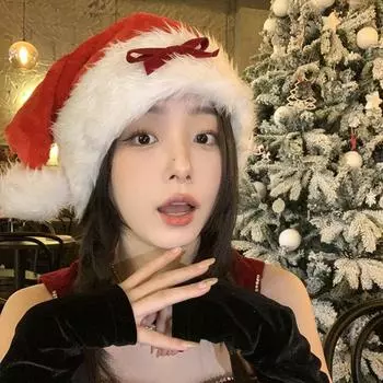 Веселое рождественское украшение Рождественская шапка Санта-Клауса Красная плюшевая шапка Модная теплая шапка Санта-Клауса красный