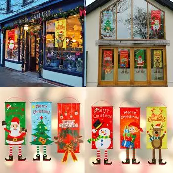Веселое рождественское украшение Санта-Клаус баннер флаг дверь окно подвесной декор