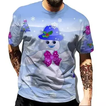 Веселого Рождества 3D принт футболка Мужские Женские Модные футболки Детские Хип-хоп Топы Футболки Санта-Клаус Футболка Смешной Снеговик Футболка Красная S