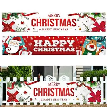Веселого Рождества Баннер Флаг Висячие Украшения Санта-Клаус Шаблон Рождественский Открытый Реквизит 40*180 cm