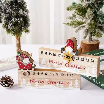 Веселого Рождества Деревянный Санта Скользящий Календарь Обратного Отсчета Рождественский Календарь Обратного Отсчета Украшение Года Украшение Для Дома