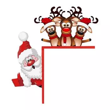 Веселого Рождества дверная рама украшение мультфильм Санта олень домашний лось орнамент угловой дверной знак G8M9 left Elk-1pcs